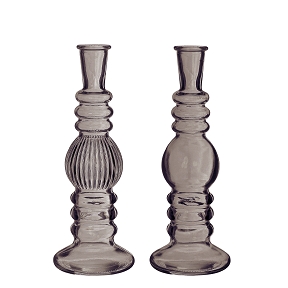 1 x Bougeoir/vase verre florence gris ø8.5 ht 23cm