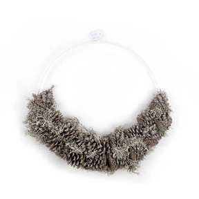 Anneau métal + pomme de pin blanche ø 40cm