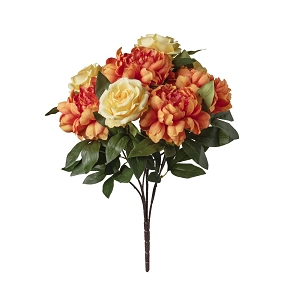 Piquet rose pivoine ht 53cm jaune orange