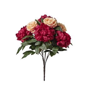 Piquet rose pivoine ht 53cm rouge pêche