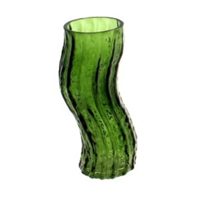 Vase verre vague couleur ø5.5 ht 14cm vert