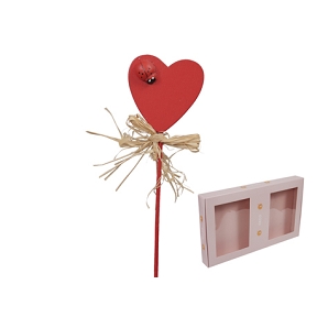 Coeur bois avec coccinelle 4cm x 24