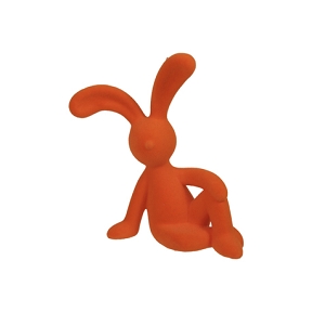 Lapin assis floqué orange 22.5cm
