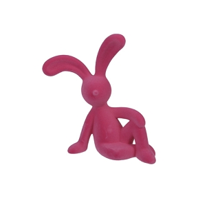Lapin assis floqué rose 22.5cm