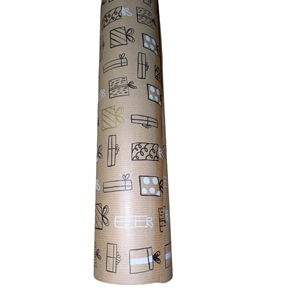 Bobine kraft écru imprimé festivity noir 0.70 x 50m