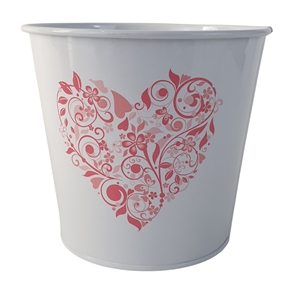 Cache-pot métal coeur fleuris ø13 h12