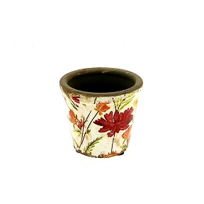 Cache-pot céramique fleurie ø8.5 ht 7.5cm
