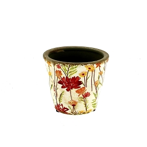 Cache-pot céramique fleurie ø12.5 ht 10.5cm