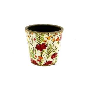 Cache-pot céramique fleurie ø15 ht 14.5cm
