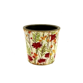Cache-pot céramique fleurie ø17 ht 16.5cm