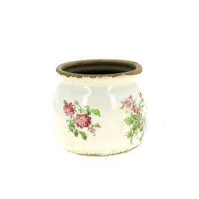 Cache-pot céramique fleurs rose ø16 ht 13cm