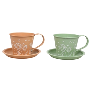 1 x Tasse métal avec soucoupe ø11 ht 9cm