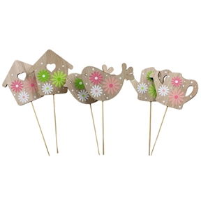 Piques bois fleuris x24