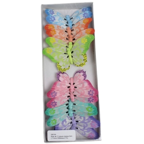 Boite de 12 piques papillons 9 cm
