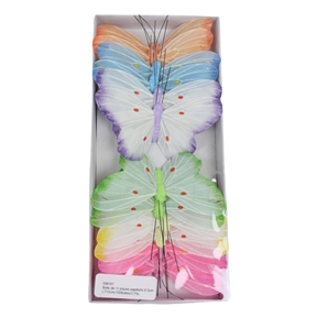 Boite de 12 piques papillons 8.5cm