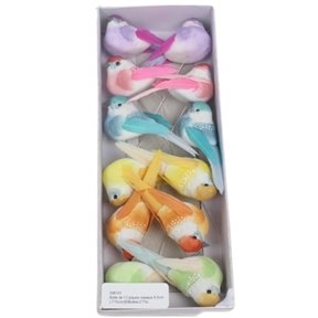 Boite de 12 piques oiseaux 9.5 cm