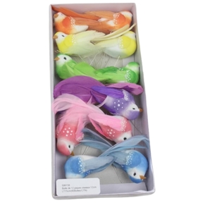 Boite de 12 piques oiseaux 12cm