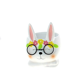 Cache-pot céramique lapin blanc ø11 ht 13cm