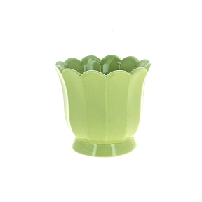 Cache-pot céramique vert ø13 ht12cm