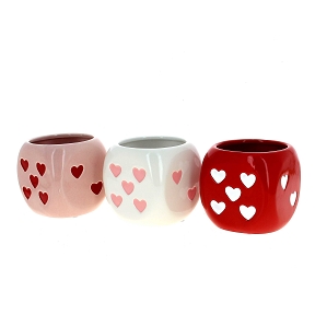 1 x Cache-pot céramique de + coeur 11 x 11 ht 10.5cm