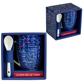 Mug avec cuilère "le mur des je t'aime"