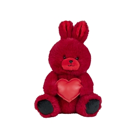 Lapin rouge coeur simili cuir 25cm