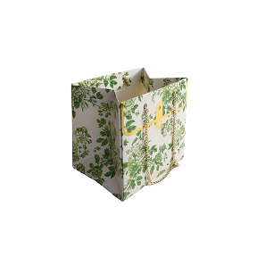 Sac carton feuillage vert 16 x 12 ht 15cm (x10)
