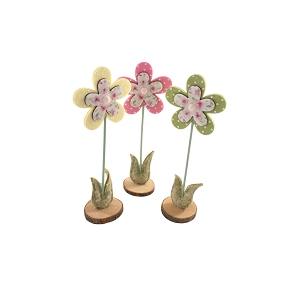 1 x Fleur bois sur socle 13.5 x 9.5 ht 36cm