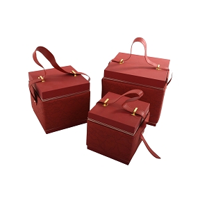 Boite carton carré rouge set de 3