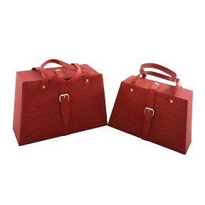 Boite carton forme sac rouge set de 2