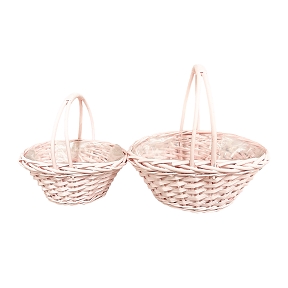 Panier anse rose pastel set de 2