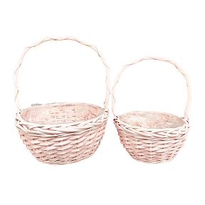Panier anse rose pastel set de 2