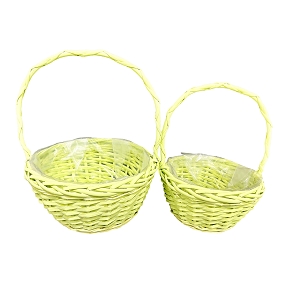 Panier anse vert pastel set de 2