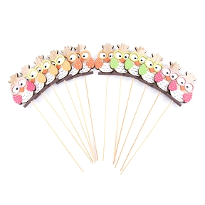 Hiboux couleur sur pique (x12)