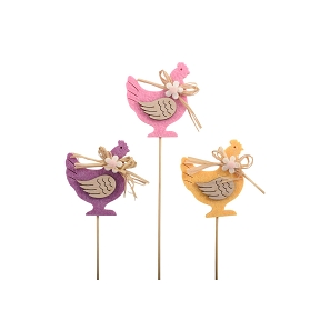 Poule couleur sur pique x12 ass