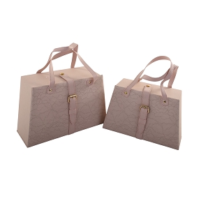 Boite carton forme sac rose set de 2
