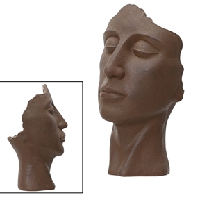 Cache-pot résine visage rouille 39.5 x 36 ht 68.5cm