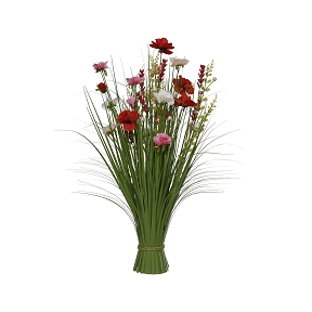 Bouquet herbe fleurs rouge ht 70cm