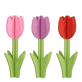 1 x Tulipe feutrine rouge-rose ou violet ht 40cm