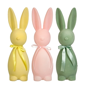 1 x Lapin plastique jaune-vert ou rose 11 x 12 ht 40cm