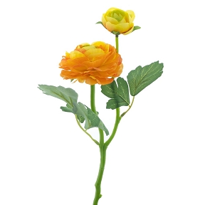 Renoncule 1 fleur + 1 bouton orange 37cm