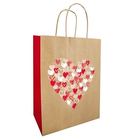 Sac kraft écru my love rouge 13 x 13 x 13cm (x50)