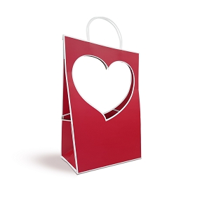 Sac médaillon forme coeur rouge 23 x 28 ht 38cm (x5)