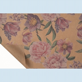 Bobine kraft écru imprimé peony 0.80 x 40m