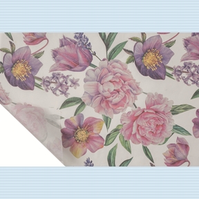 Bobine kraft blanc imprimé peony 0.80 x 40m