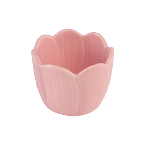 Cache-pot céramique fleur rose ø9 ht 7cm