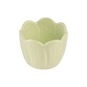 Cache-pot céramique fleur vert ø9 ht 7cm