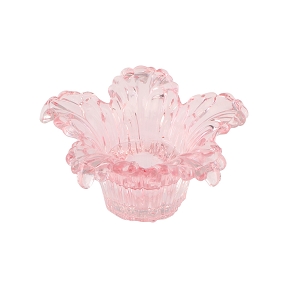 Bougeoir verre nymphea rose ø12.5 ht 6cm