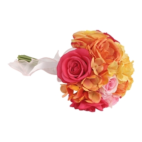 Bouquet bloom jaune-orange-rose-fuchsia ø20 ht 32cm