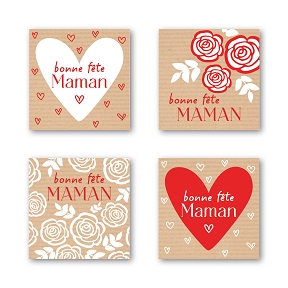 Etiquettes jeso quatro carré "bonne fête maman"